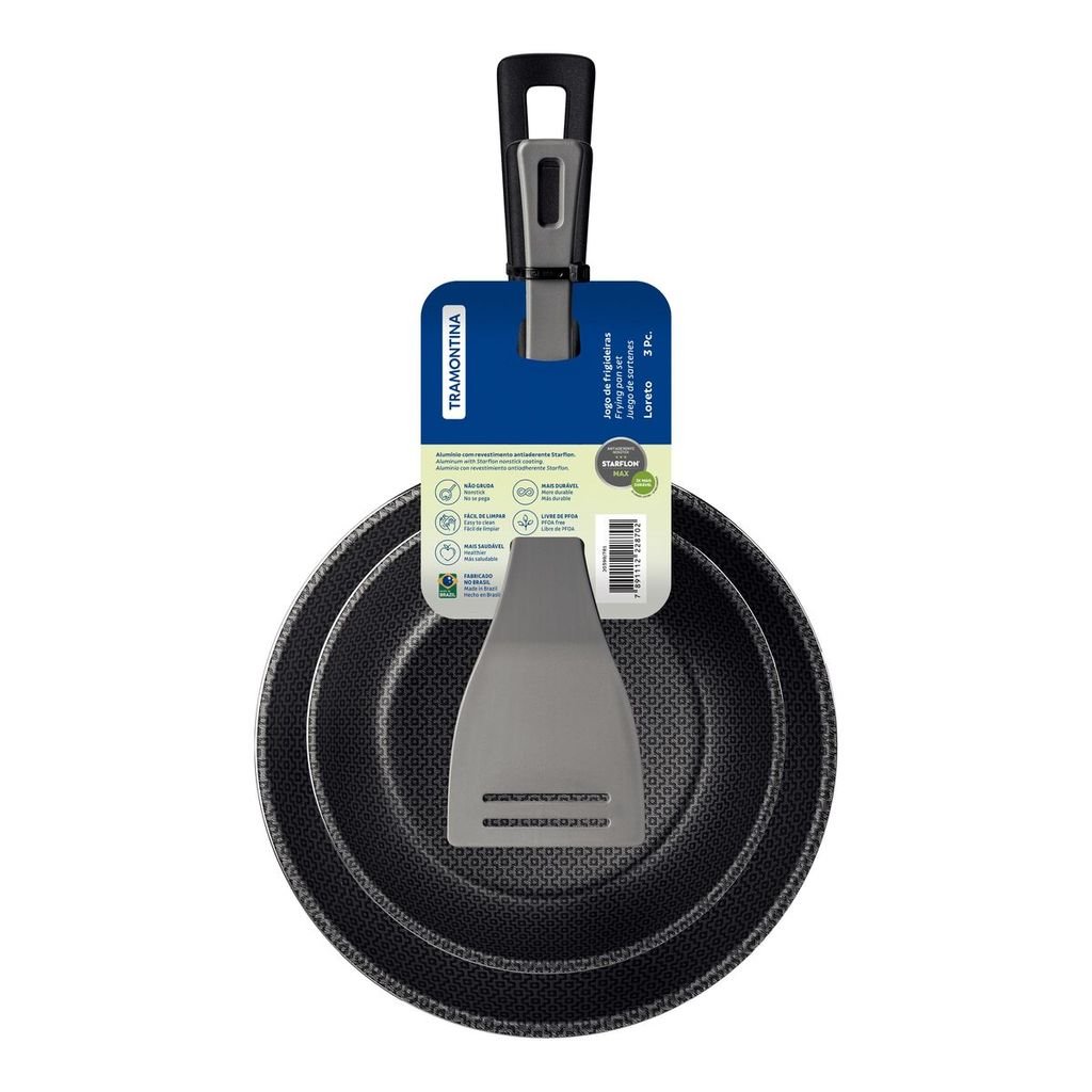 Jogo Frigideiras Tramontina Loreto 3 Peças Alumínio Antiaderente Starflon Max Vermelha - foto 2