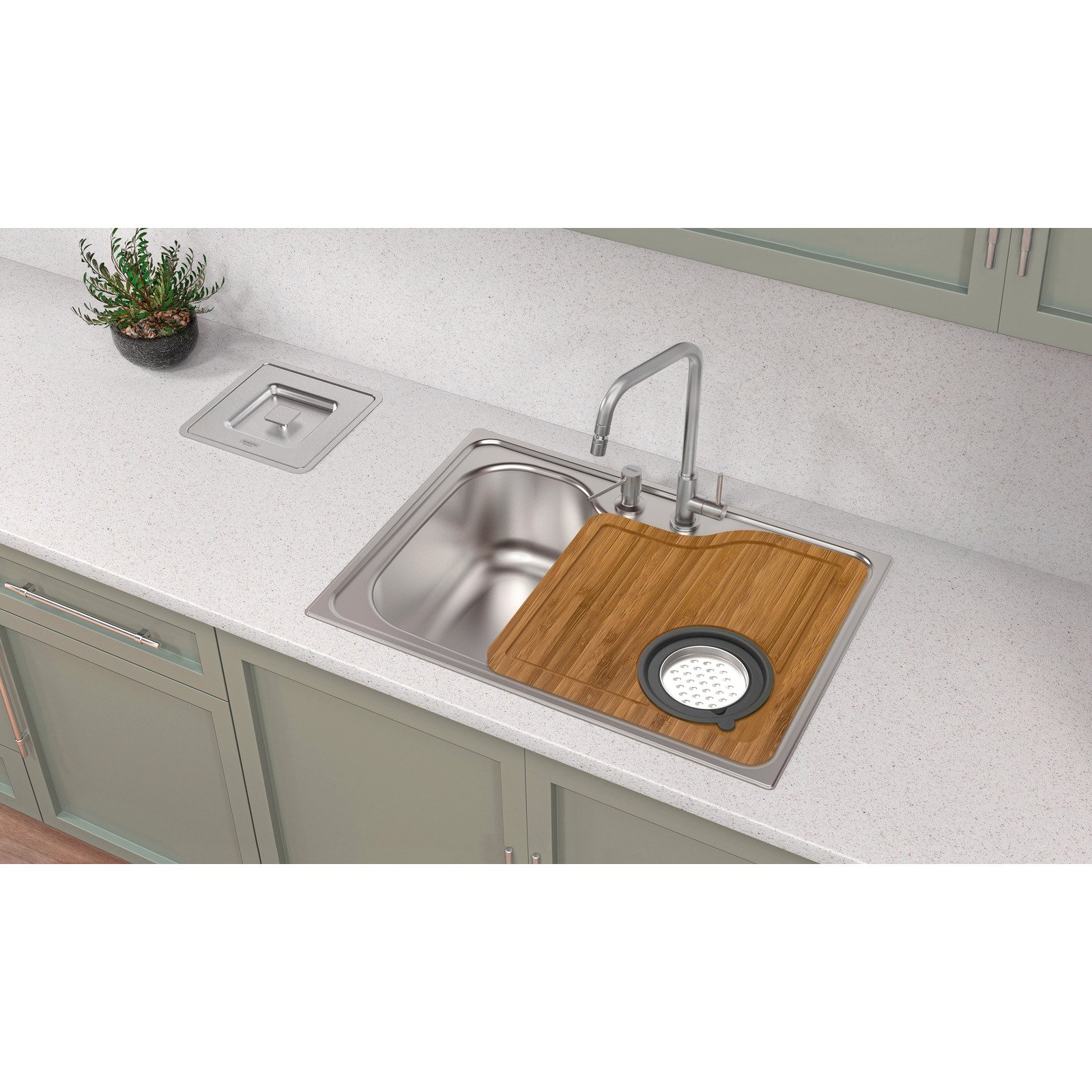 Cuba de Sobrepor Tramontina Morgana 60 Fx em Aço Inox com Dosador de Sabão Tábua e Bowl Ralador - foto 2