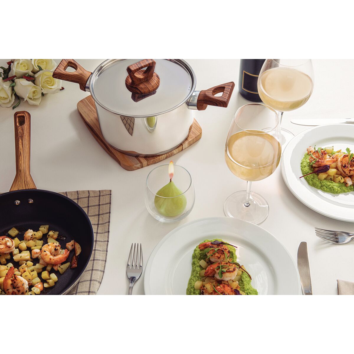 Jogo Panelas Tramontina Brava 4 Peças Aço Inox Antiaderente Cabos Madeira - foto 8