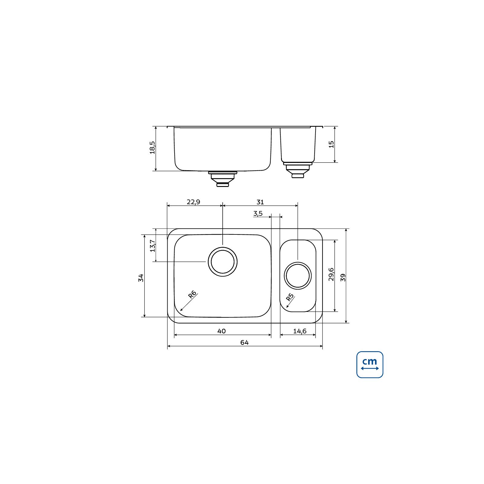 Cuba de Cozinha Tramontina Dora Duo 1.5c 40BL em Aço Inox Escovado - foto 3