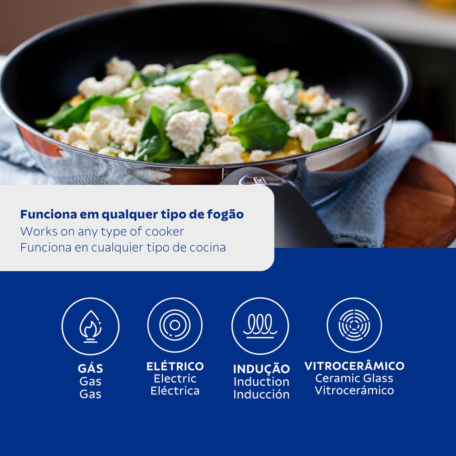 Frigideira Tramontina Solar Silicone Rasa em Aço Inox Fundo Triplo Revestimento Interno Antiaderente com Cabo de Silicone 20 Cm 1,3 L - foto 2