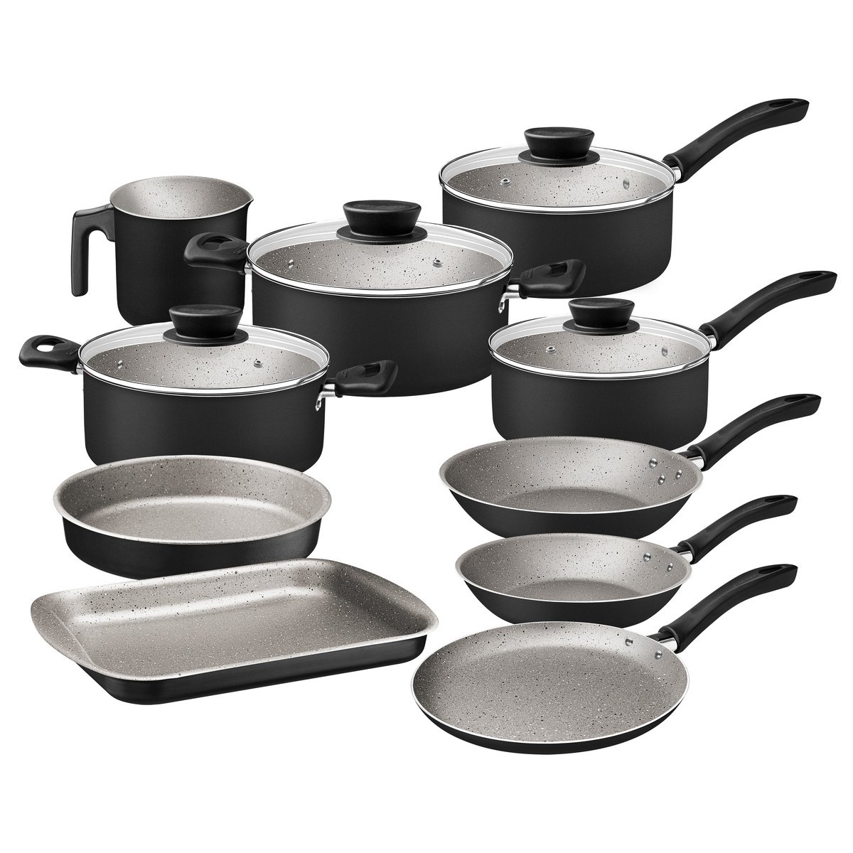 Jogo Panelas Tramontina Linz 10 Peças Aluminio Antiaderente Starflon Max Preto