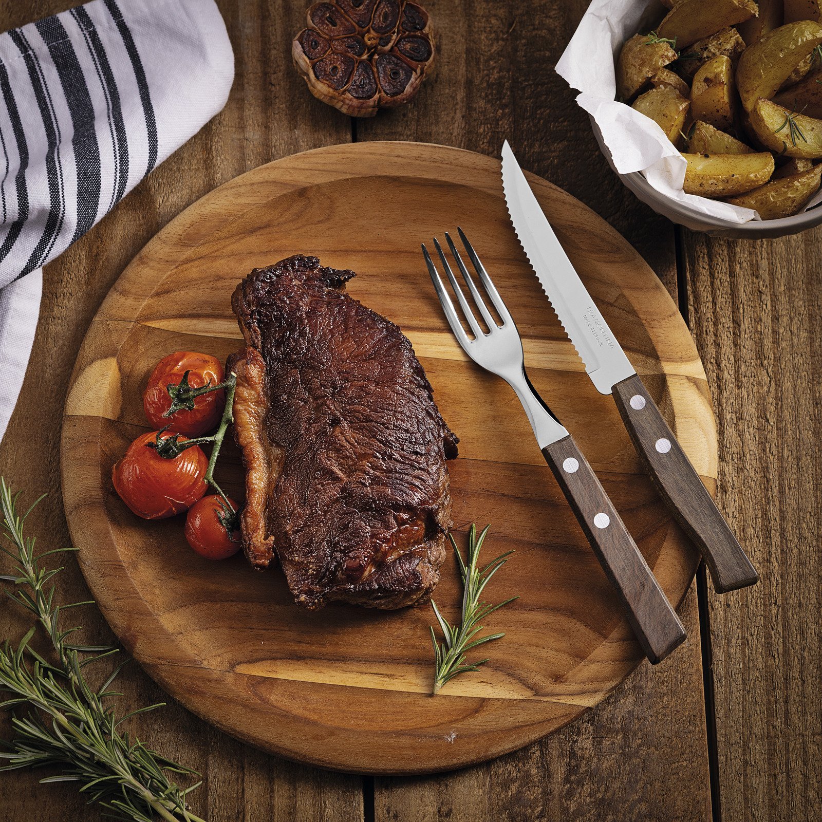 Jogo de Talheres para Churrasco Tramontina com Lâminas de Aço Inox e Cabos de Madeira Natural 14 Peças - foto 4