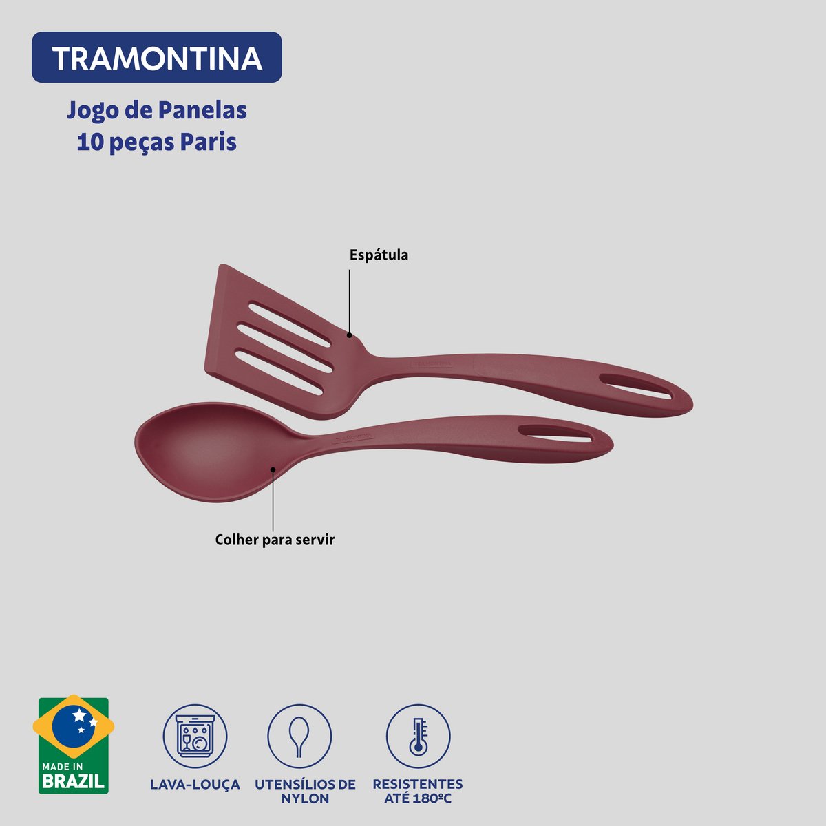 Jogo Panelas Tramontina Paris 10 Peças Aluminio Antiaderente Starflon Max Vermelho - foto 2