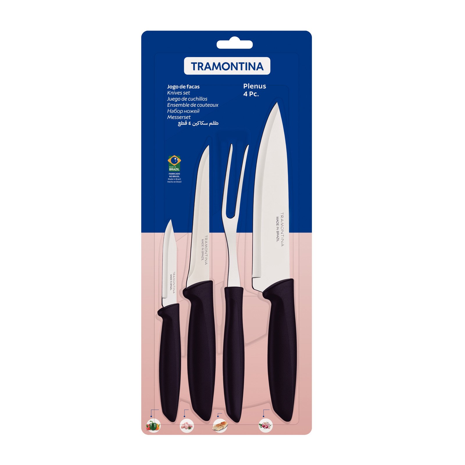 Jogo de Facas Tramontina Plenus com Lâminas em Aço Inox e Cabos de Polipropileno Preto 4 Peças - foto 4