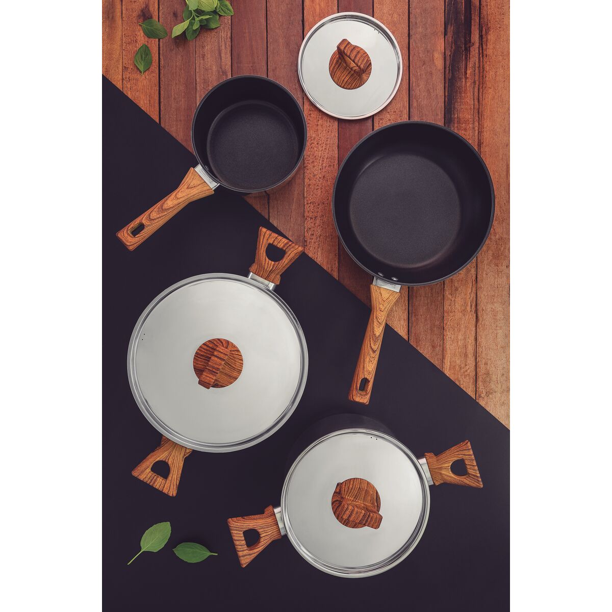 Jogo Panelas Tramontina Brava 4 Peças Aço Inox Antiaderente Cabos Madeira - foto 7
