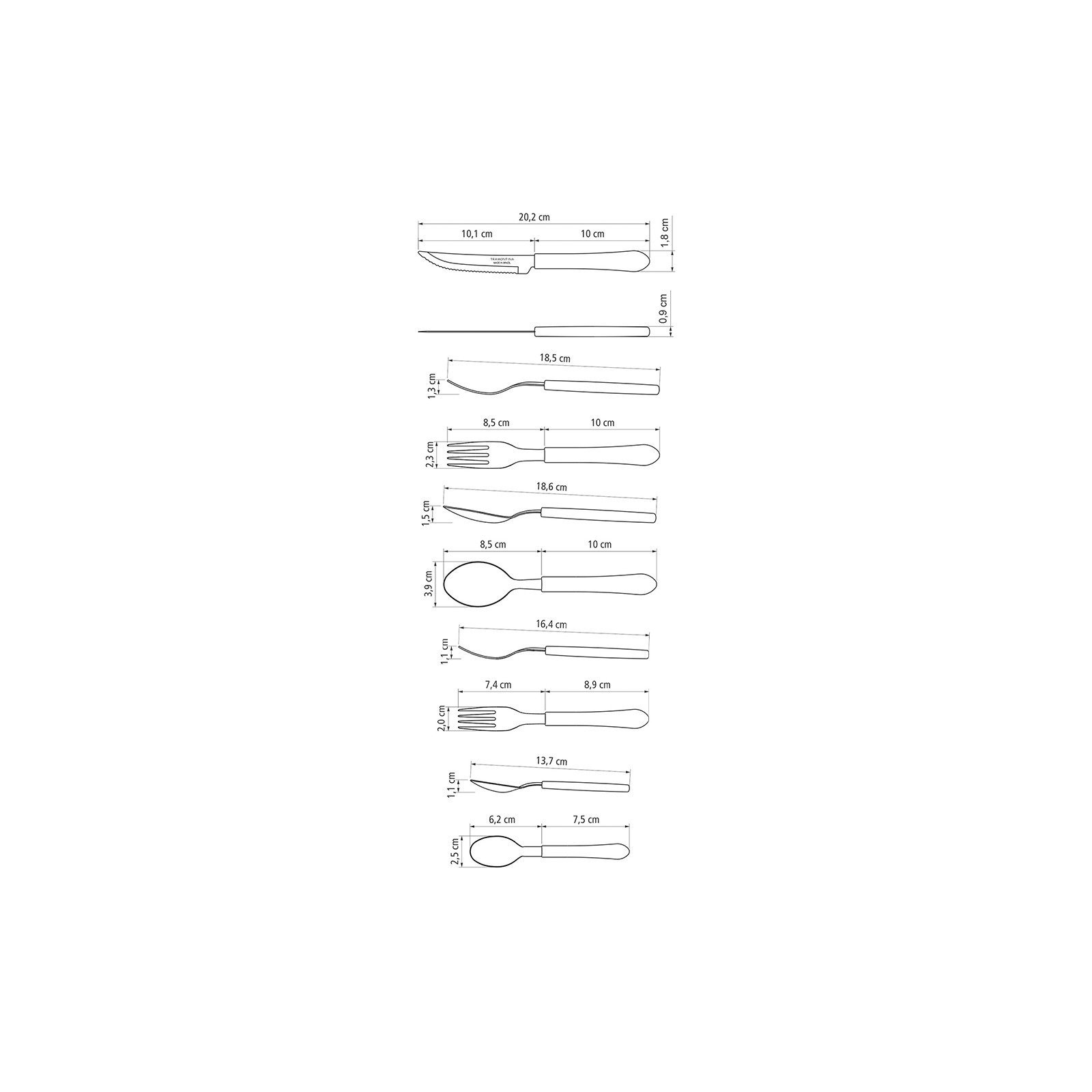 Faqueiro Tramontina Leme com Lâminas em Aço Inox e Cabos de Polipropileno Preto 20 Peças - foto 7