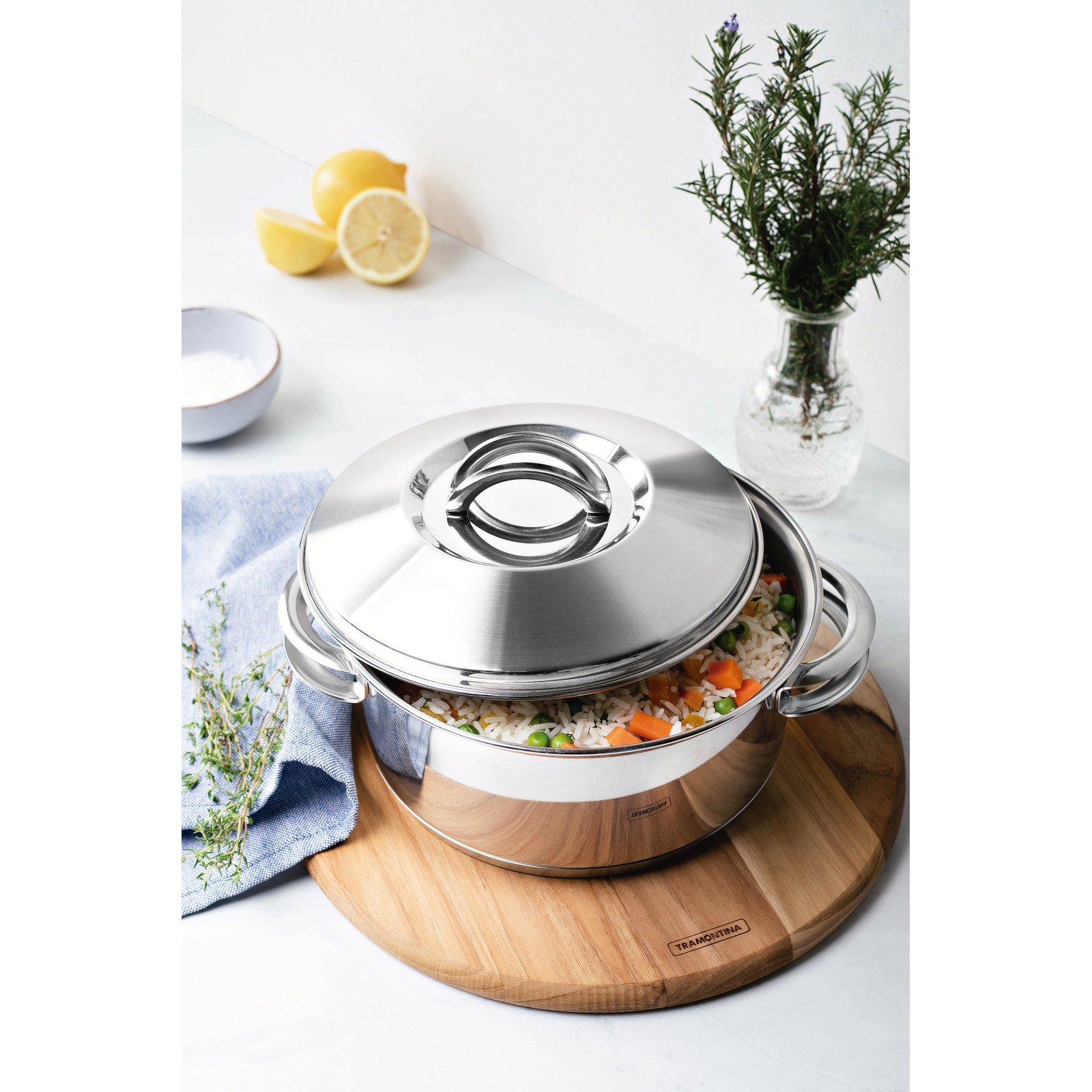 Caçarola Rasa Tramontina Solar em Aço Inox com Fundo Triplo Tampa e Alças Ø 24 Cm 4,7 L - foto 11