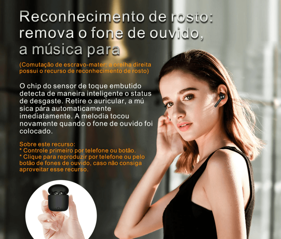 fone sem fio com reconhecimento de rosto bluedio
