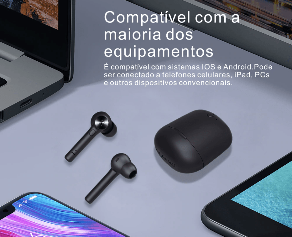 Compatível com a maioria dos equipamentos como sistema ios e android