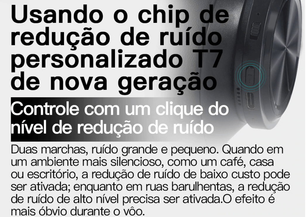 Fones de ouvido sem fio T7 headphones fones de ouvido com cancelamento de ruído, definidos pelo usuário, com microfone, fones de ouvido, jogos