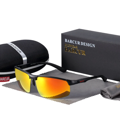 Óculos de sol masculinos BARCUR estilo casual esportivo lentes polarizados  antirreflexo com proteção UV400 e armação de alumínio e magnésio