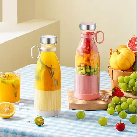 Mini Liquidificador Portatil Garrafa Mixer 450Ml Copo Misturador  Recarregável Elétrico Cozinha Viagem Vitamina Suco frutas