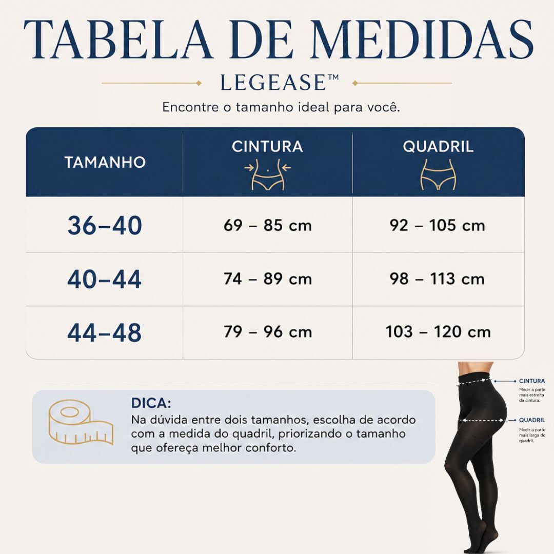 Tabela de tamanhos LegEase