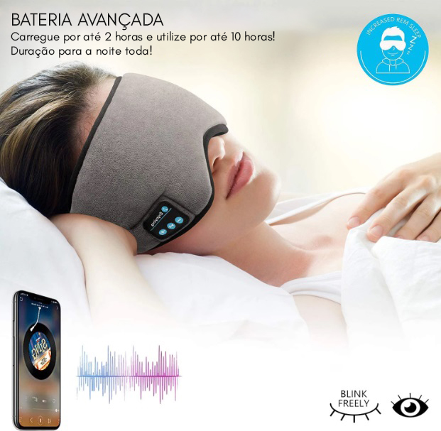 Mascara Bluetooth Musica De Dormir Tapa Olho Fone Ouvido com o Melhor Preço  é no Zoom