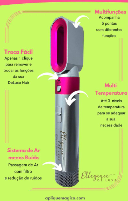 escova modeladora 5 em 1 deluxe hair original ellegance de luxe - dayson